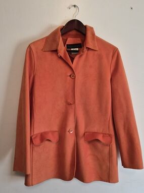 Orange Suede Button-Front Jacket